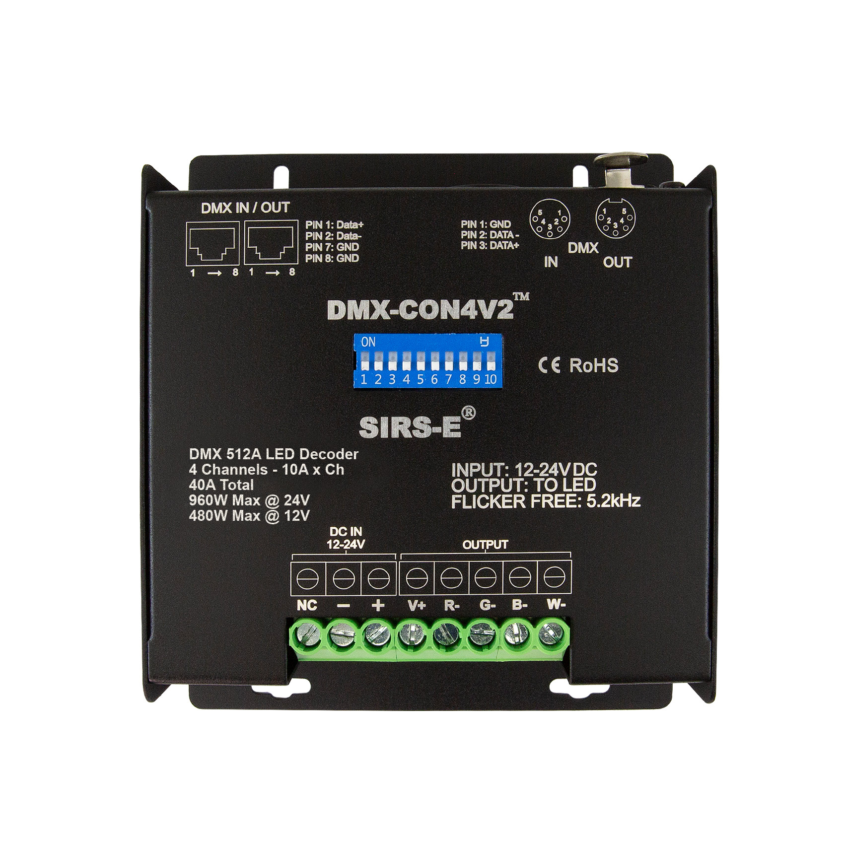 RGBW 4 Channel High Power LED DMX Controller - SIRS Electronics, Inc.