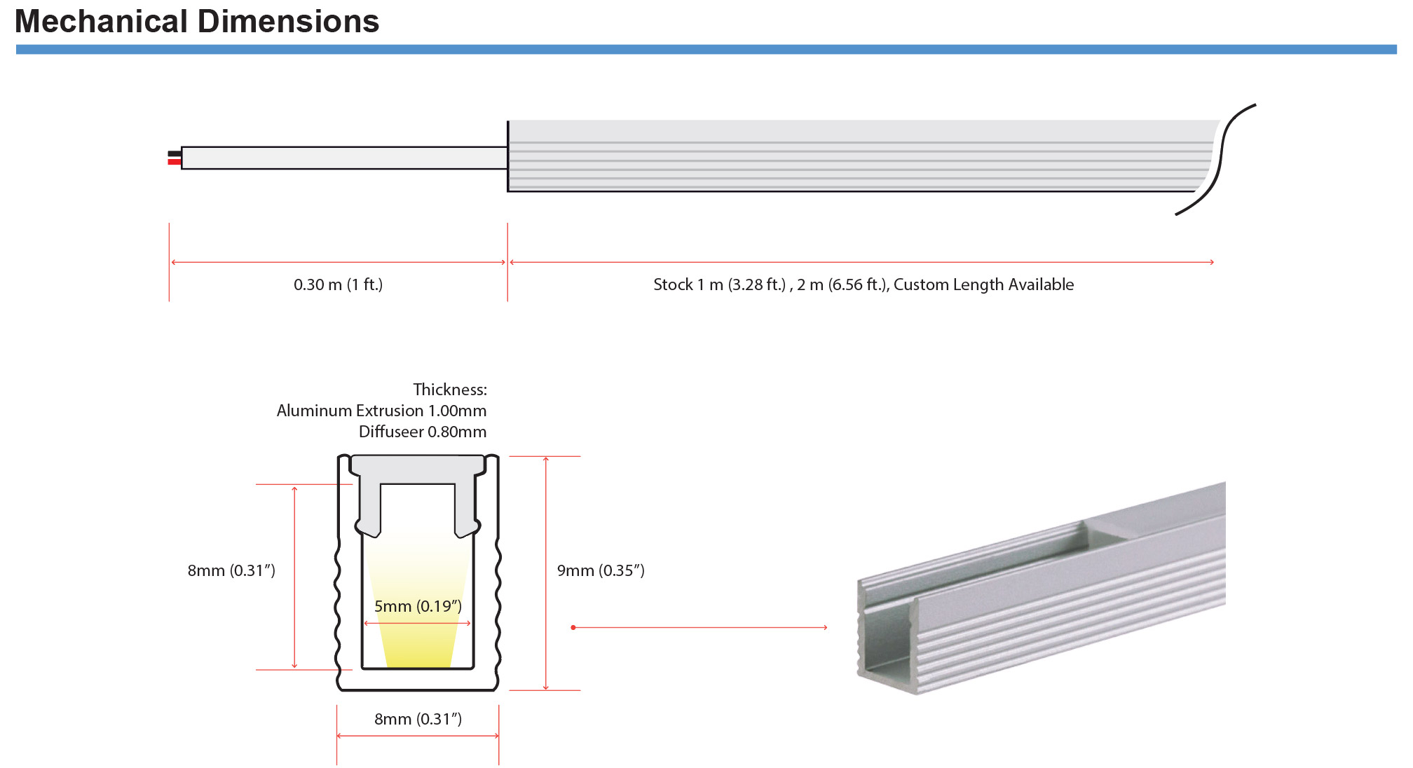 AuraCastLED Slim Mechanical Dimensions
