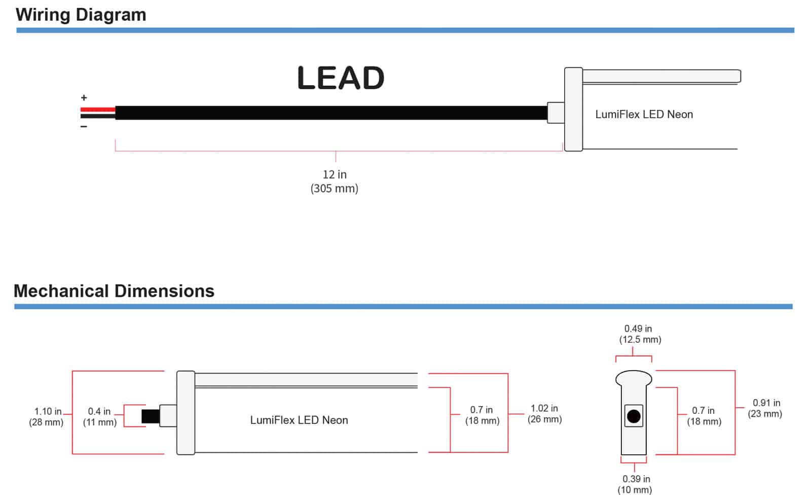 LumiFlex Wiring Diagram Dimensions