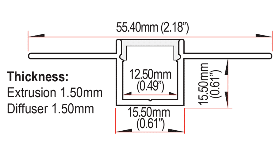 SE-DW5615 Extrusion Dimensions