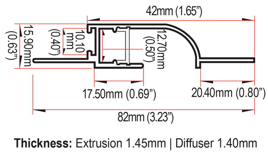SE-DW8115 Extrusion Dimensions