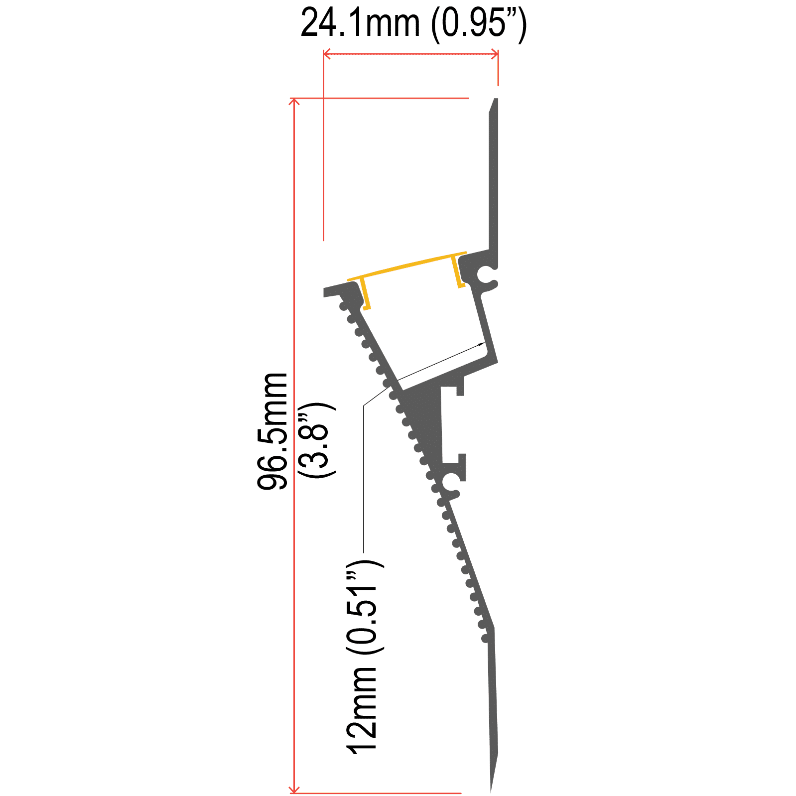 SE-DW9624/WH Extrusion Dimensions