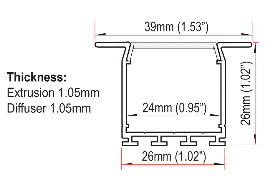 SE-RS2404 Extrusion Dimensions