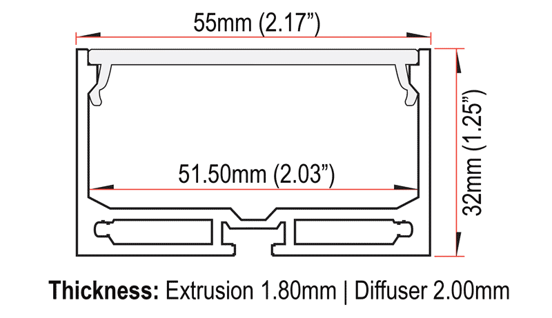 SE-SP5532 Extrusion Dimensions